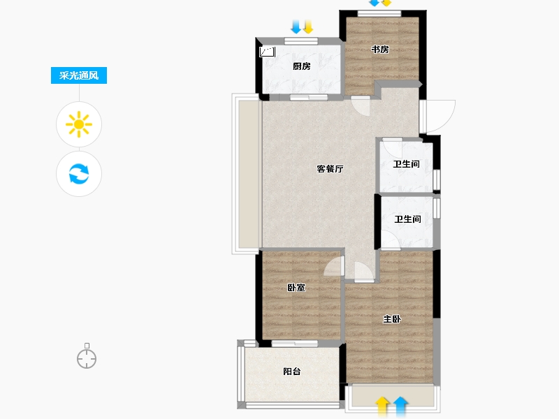 浙江省-杭州市-溪上俪庭-76.00-户型库-采光通风