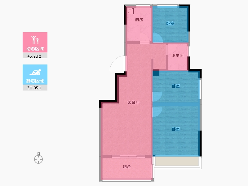 浙江省-宁波市-蓝城杨柳映月-68.00-户型库-动静分区