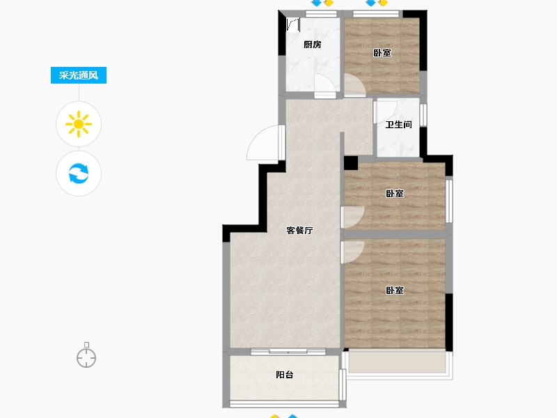 浙江省-宁波市-蓝城杨柳映月-68.00-户型库-采光通风