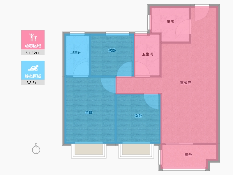 山东省-济南市-鑫都紫宸府-82.00-户型库-动静分区