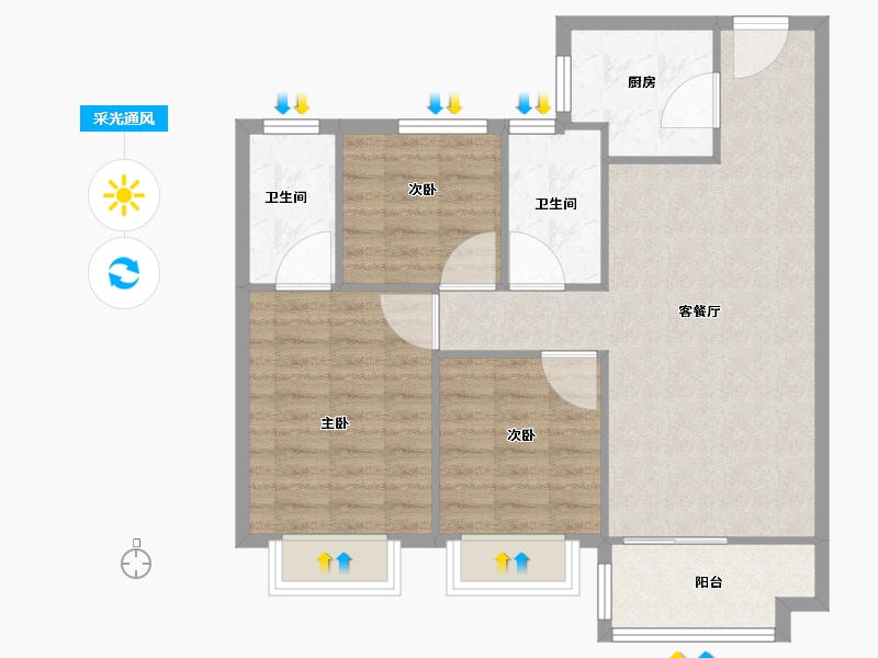 山东省-济南市-鑫都紫宸府-82.00-户型库-采光通风