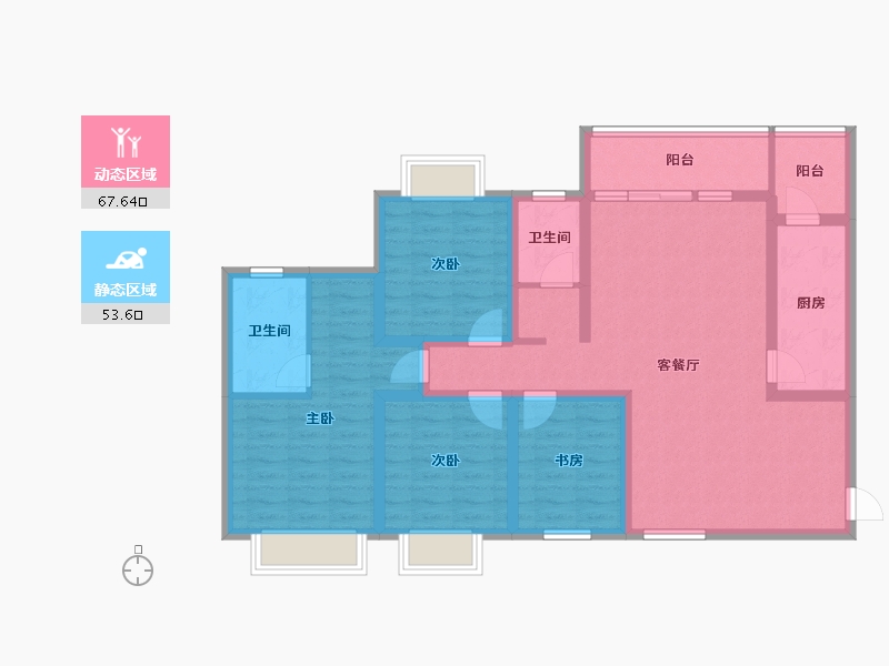 云南省-昆明市-广电苑·和园-106.85-户型库-动静分区