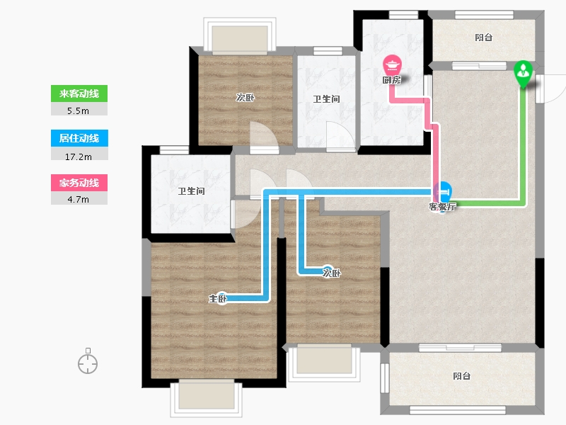 江苏省-无锡市-恒大观澜府-96.00-户型库-动静线