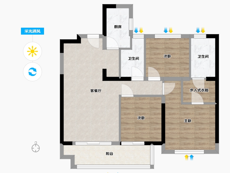 福建省-莆田市-保利中央公园-74.41-户型库-采光通风