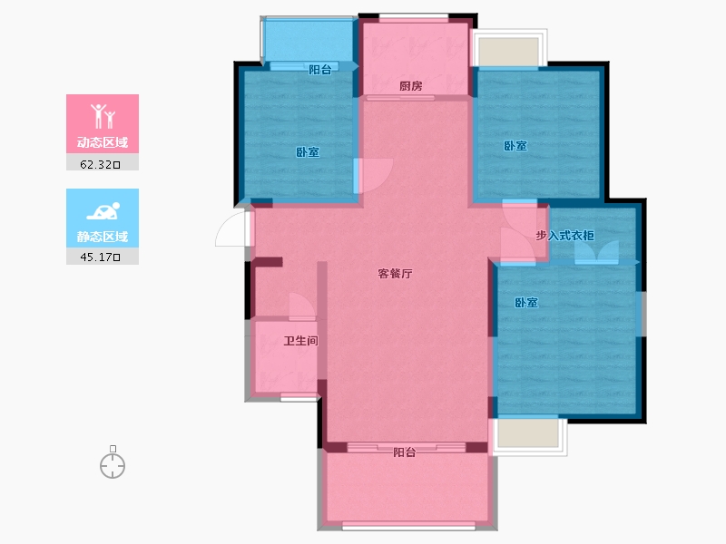 河南省-南阳市-仲景·康城壹品-96.48-户型库-动静分区