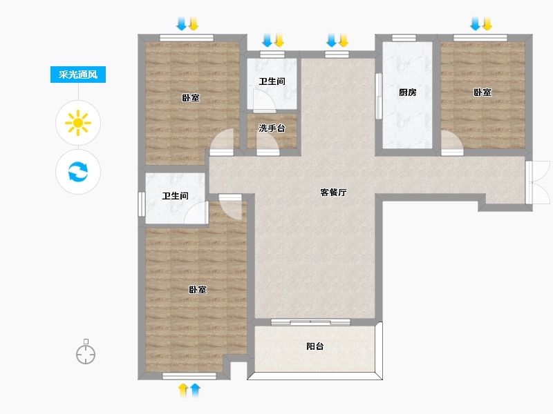 河南省-许昌市-圣帝金苑凯旋宫-108.36-户型库-采光通风