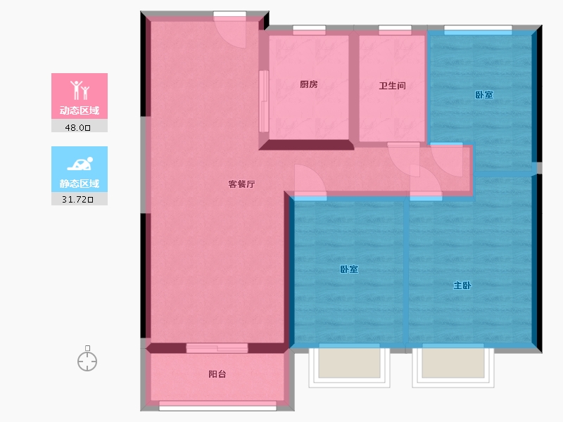 河南省-许昌市-雅居乐翰林雅郡-70.82-户型库-动静分区