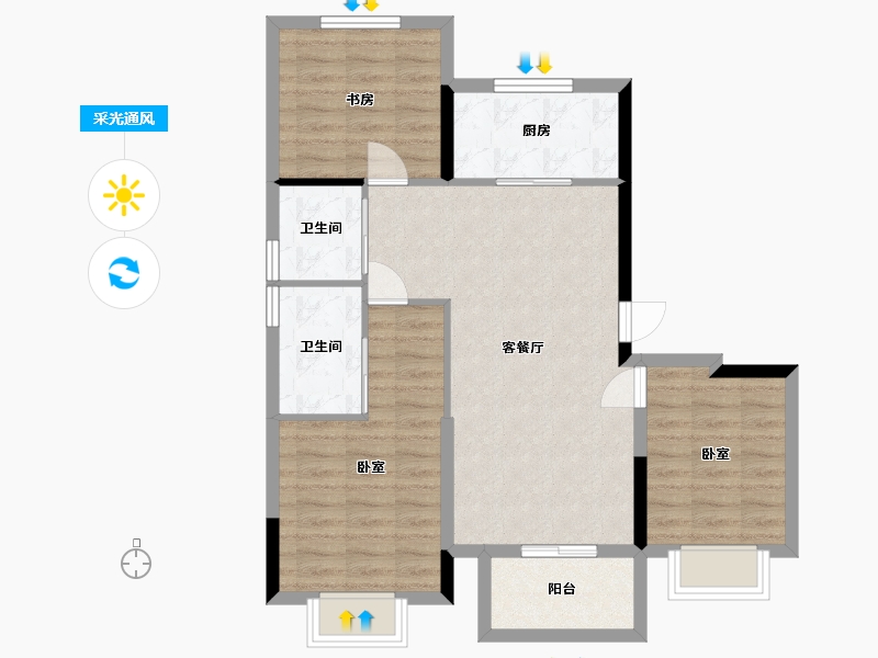 江苏省-苏州市-禹洲·嘉荟星岛-79.47-户型库-采光通风