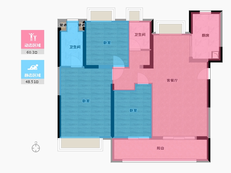 湖北省-武汉市-保利星河九洲-98.00-户型库-动静分区