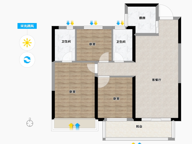 河南省-南阳市-军隆广场-86.78-户型库-采光通风