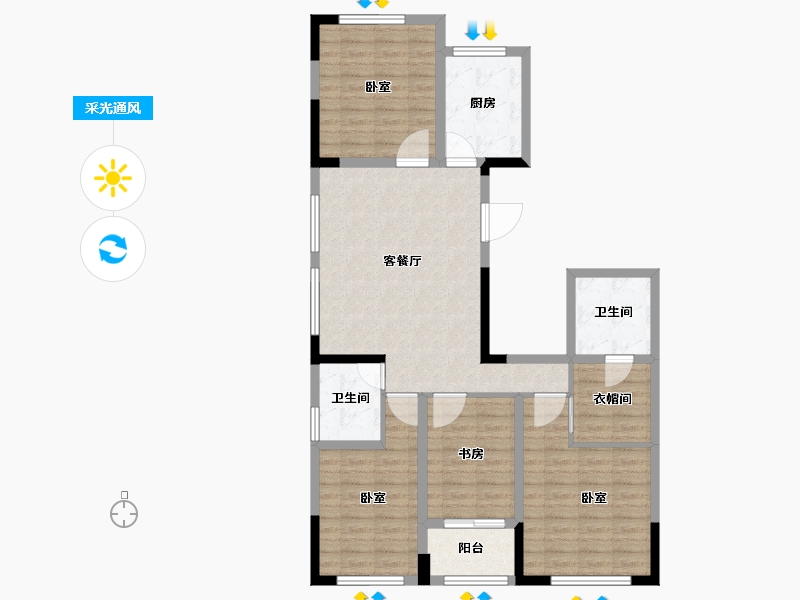 浙江省-金华市-秦王公馆-99.43-户型库-采光通风