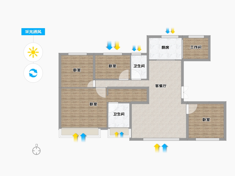 山东省-济南市-旅游路金茂府-132.00-户型库-采光通风