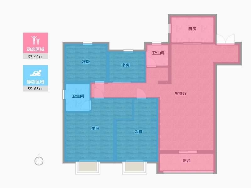 山东省-临沂市-宝丽世纪城-107.00-户型库-动静分区