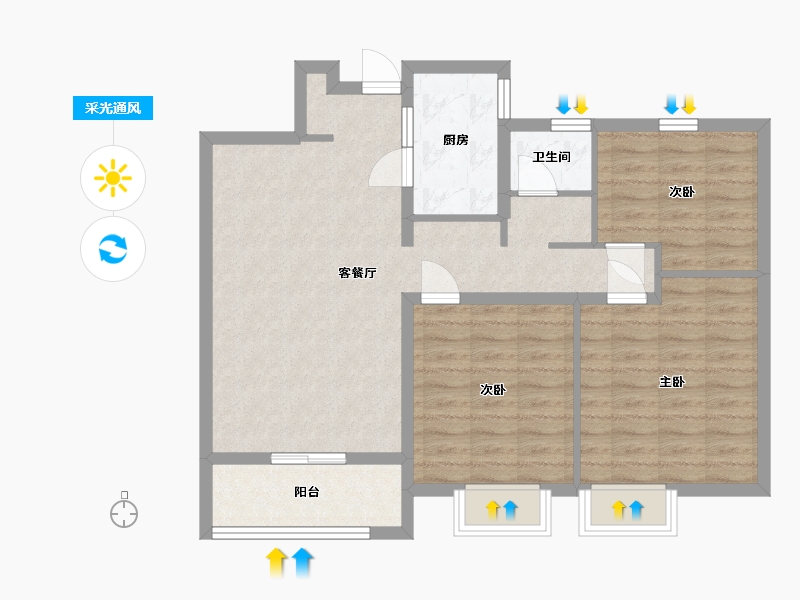 山东省-临沂市-宝丽世纪城-85.00-户型库-采光通风