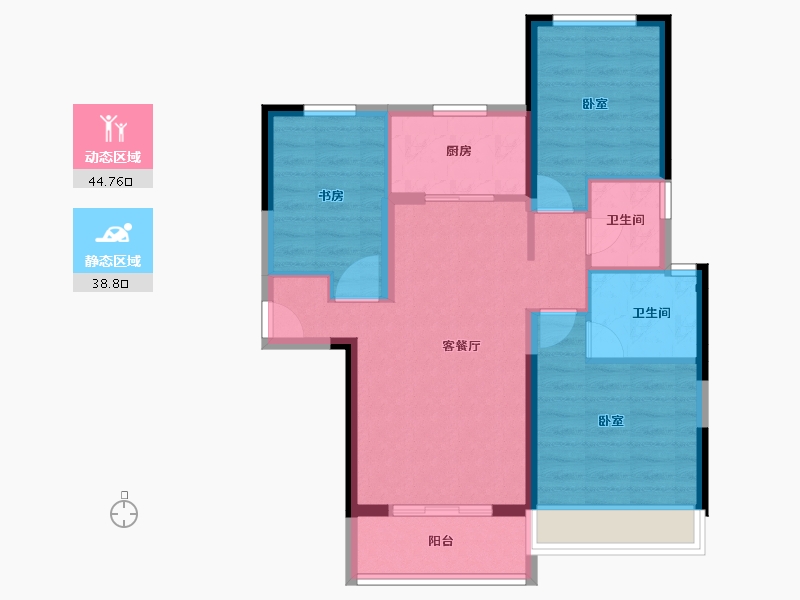 湖北省-黄冈市-浠水碧桂园江湾城-74.45-户型库-动静分区