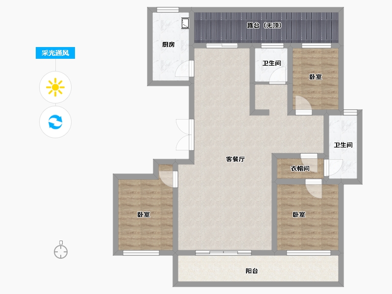 河南省-郑州市-豫发国园-104.27-户型库-采光通风