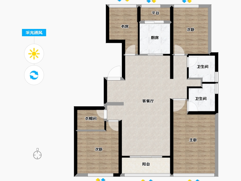 山东省-青岛市-绿城汀岚-106.34-户型库-采光通风