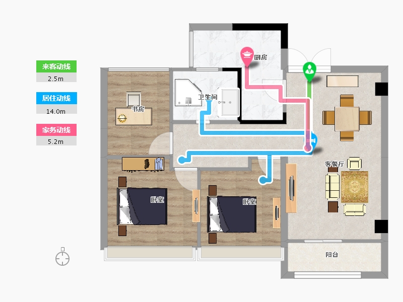 浙江省-宁波市-星港湾-71.00-户型库-动静线