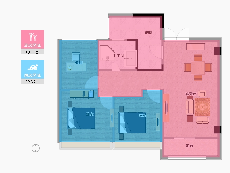 浙江省-宁波市-星港湾-71.00-户型库-动静分区