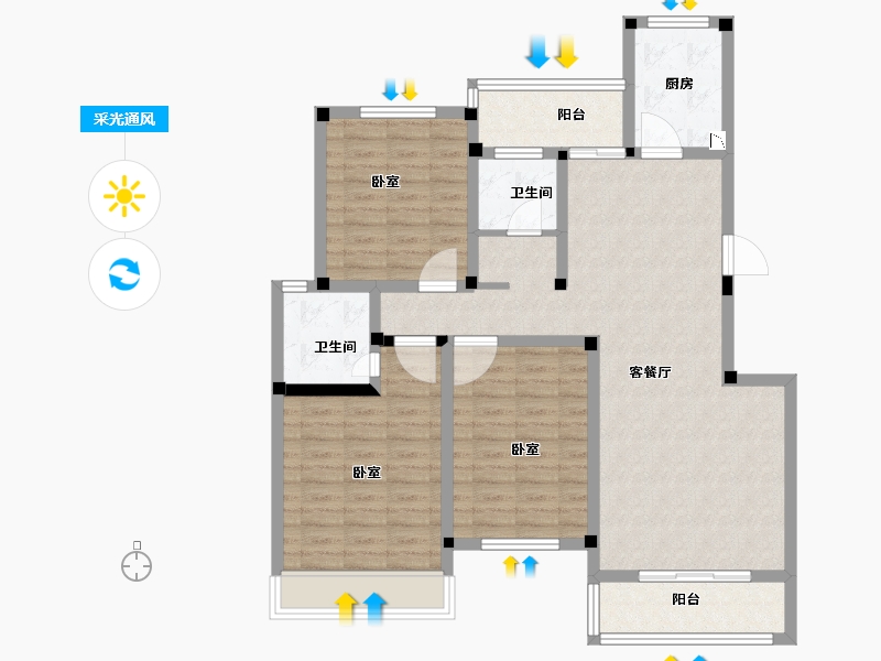 河南省-南阳市-金和苑-102.00-户型库-采光通风