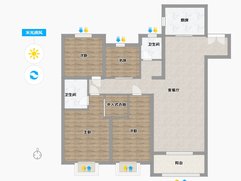 山东省-临沂市-宝丽世纪城-108.00-户型库-采光通风