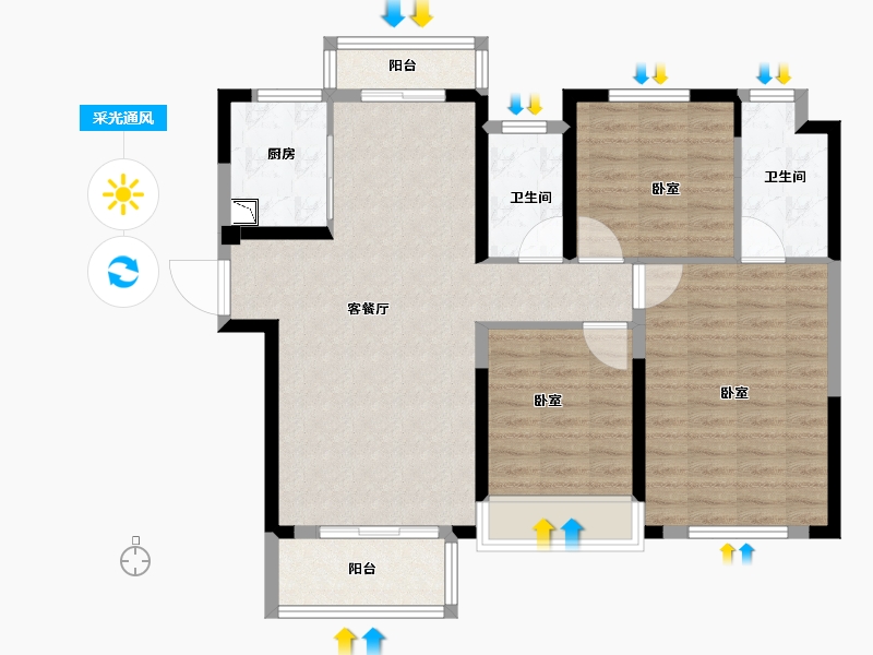 湖北省-宜昌市-万科理想城-93.00-户型库-采光通风