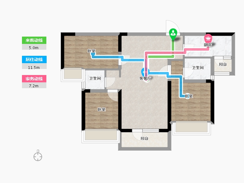 湖北省-武汉市-北大资源莲湖锦城-75.63-户型库-动静线