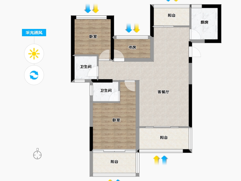 湖北省-十堰市-芳华里-82.56-户型库-采光通风