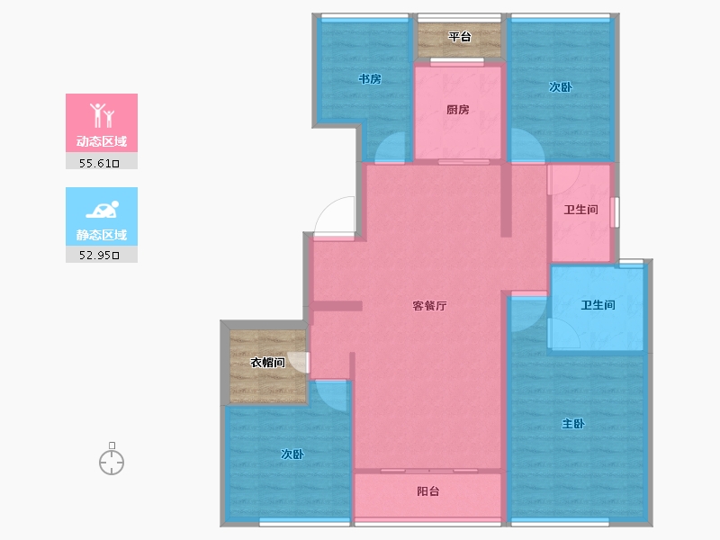 山东省-青岛市-绿城汀岚-103.67-户型库-动静分区