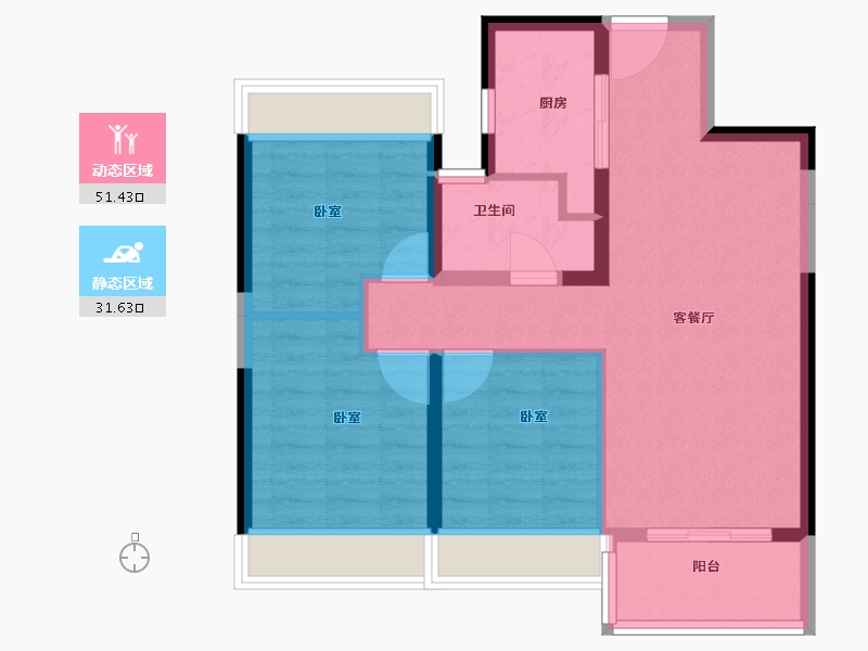 湖北省-宜昌市-万科理想城-74.00-户型库-动静分区