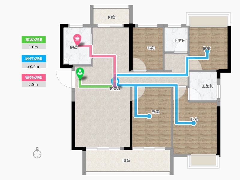 湖北省-黄冈市-御江中央公馆-110.00-户型库-动静线