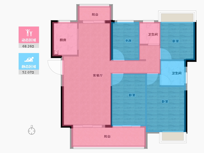 湖北省-黄冈市-御江中央公馆-110.00-户型库-动静分区