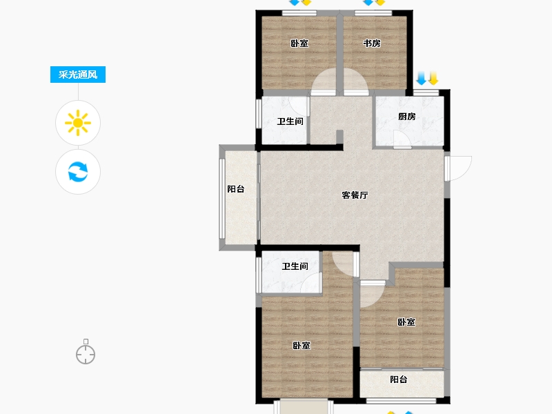 山东省-菏泽市-中达诚府-113.00-户型库-采光通风