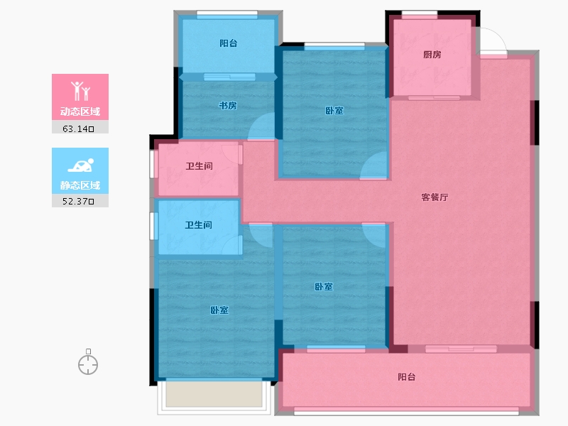 湖北省-黄冈市-滨河壹号-103.24-户型库-动静分区