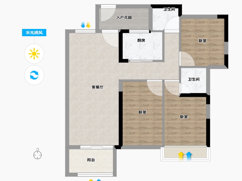 湖北省-黄冈市-邻江公馆-90.19-户型库-采光通风