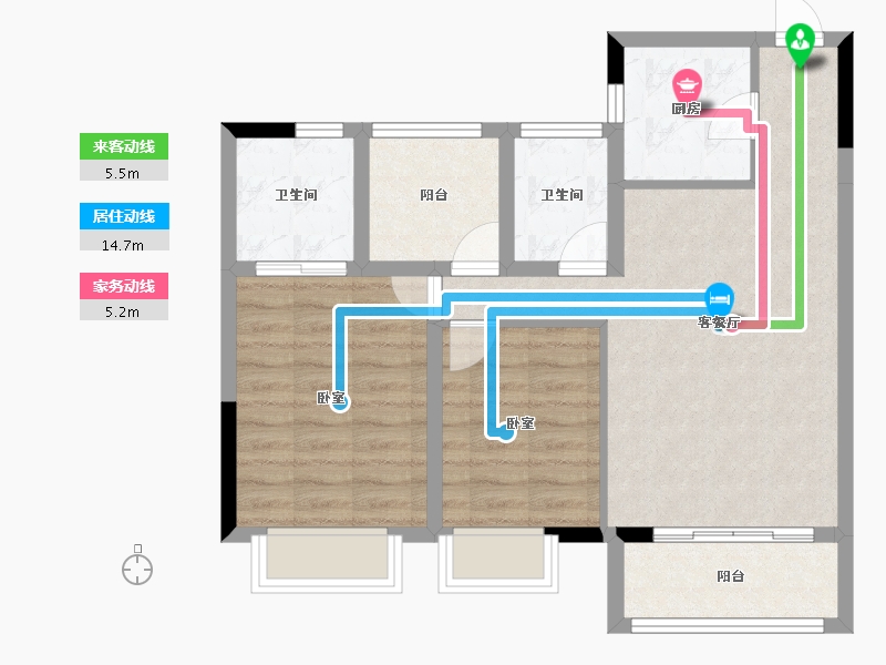 湖北省-荆州市-望江国际-70.83-户型库-动静线