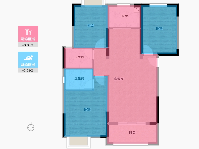 湖北省-黄冈市-红安太阳城-82.26-户型库-动静分区