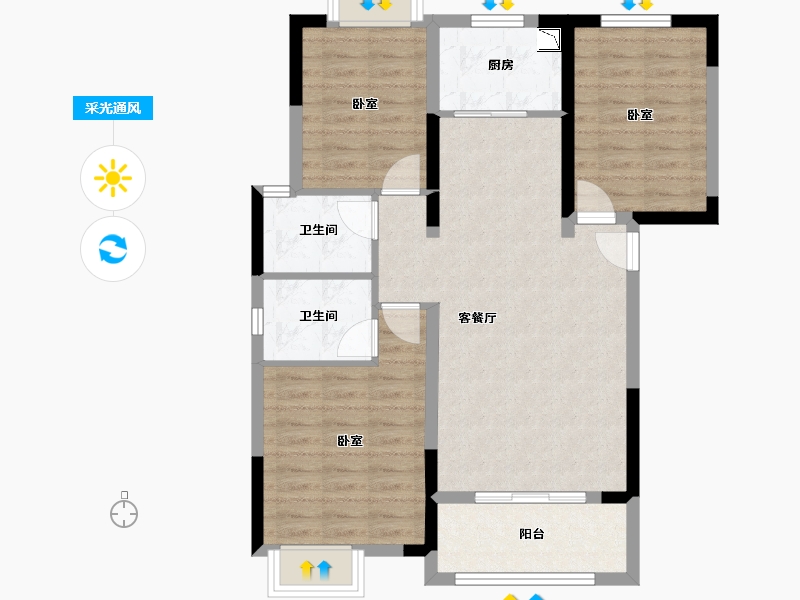 湖北省-黄冈市-红安太阳城-82.26-户型库-采光通风