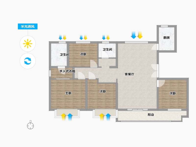 山东省-临沂市-宝丽世纪城-120.00-户型库-采光通风