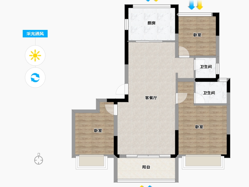 湖北省-黄冈市-国鼎华府丨万得天地-89.14-户型库-采光通风