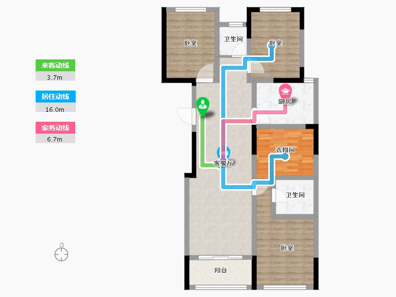 浙江省-金华市-秦王公馆-100.05-户型库-动静线