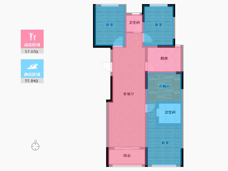 浙江省-金华市-秦王公馆-100.05-户型库-动静分区