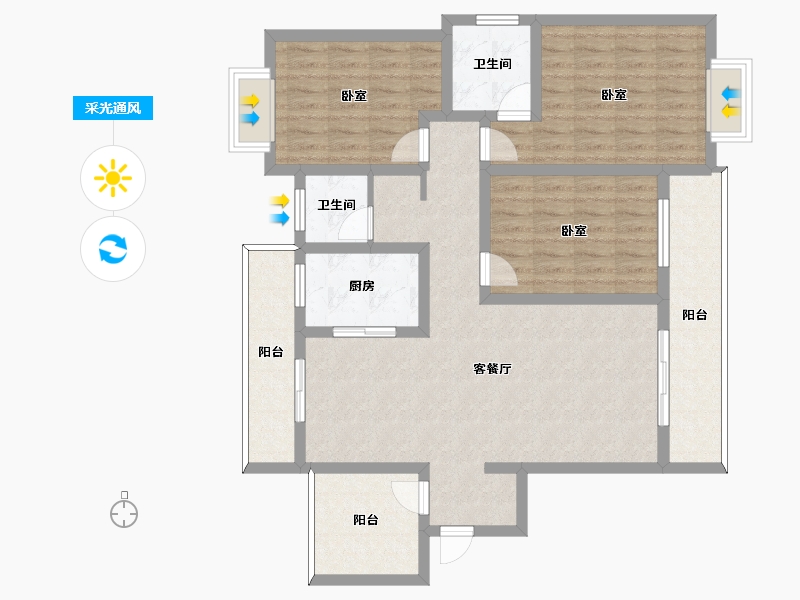 河南省-许昌市-怡通蓝堡佳苑-109.59-户型库-采光通风