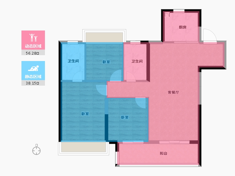 湖北省-宜昌市-万科理想城-85.00-户型库-动静分区