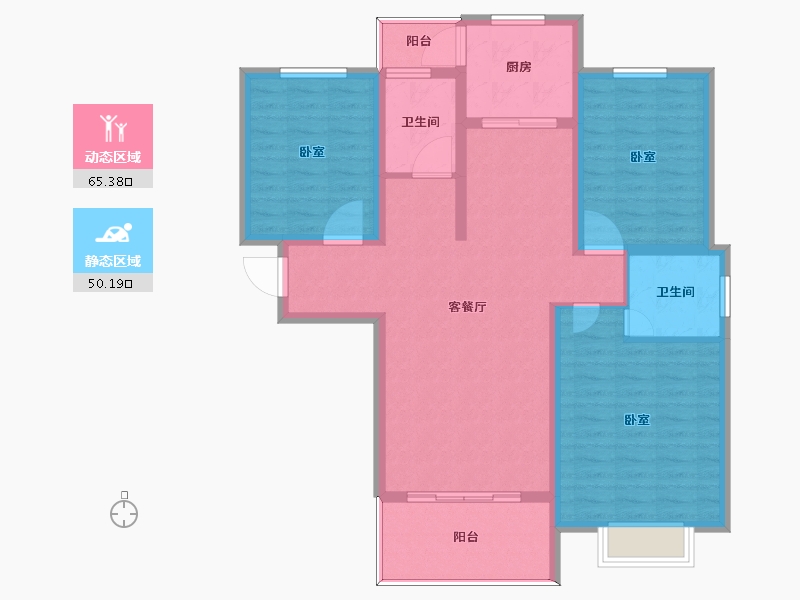 河南省-许昌市-怡通蓝堡佳苑-104.01-户型库-动静分区