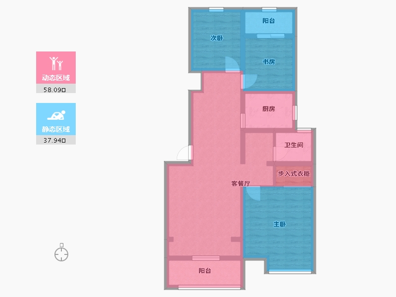 山东省-临沂市-优诗美地-84.65-户型库-动静分区