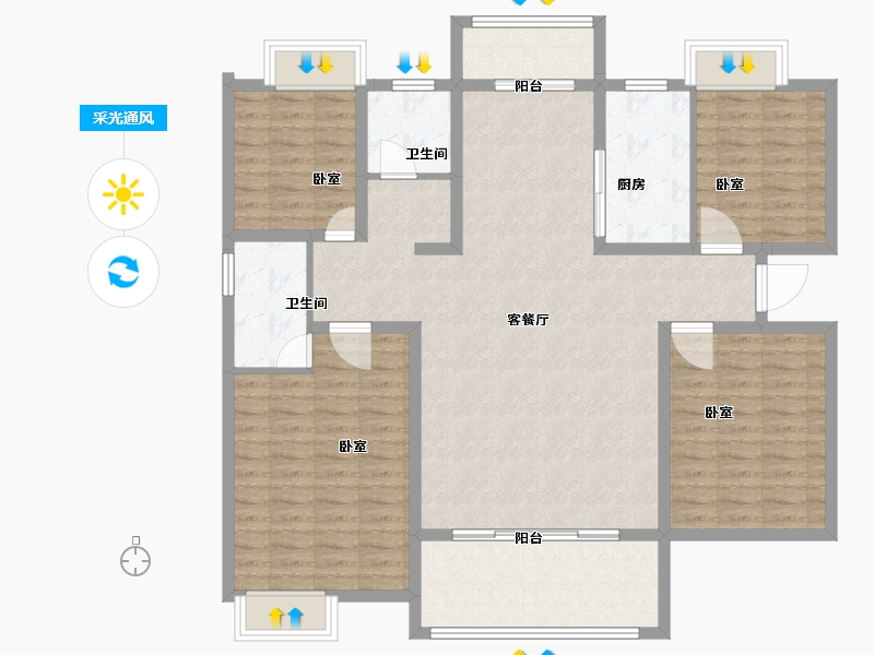 河南省-南阳市-仲景·康城壹品-132.01-户型库-采光通风