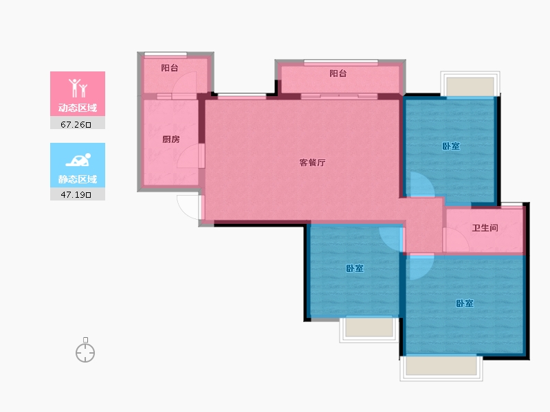 河南省-郑州市-润城时光里-102.71-户型库-动静分区