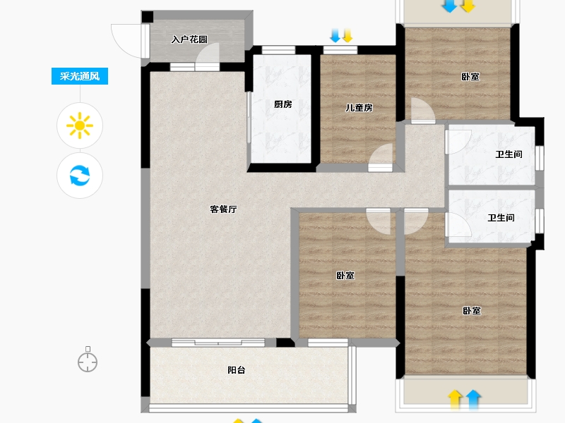 河南省-南阳市-军隆广场-103.95-户型库-采光通风