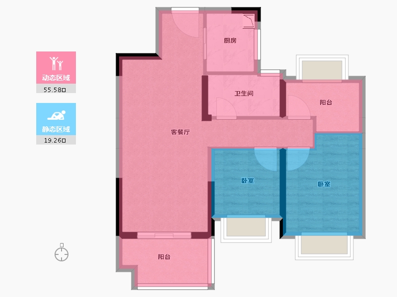 湖北省-孝感市-金科·集美府-66.30-户型库-动静分区